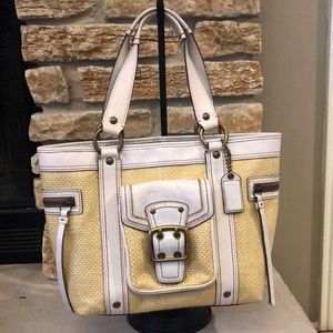 Coach Legacy Straw and Leather Tote